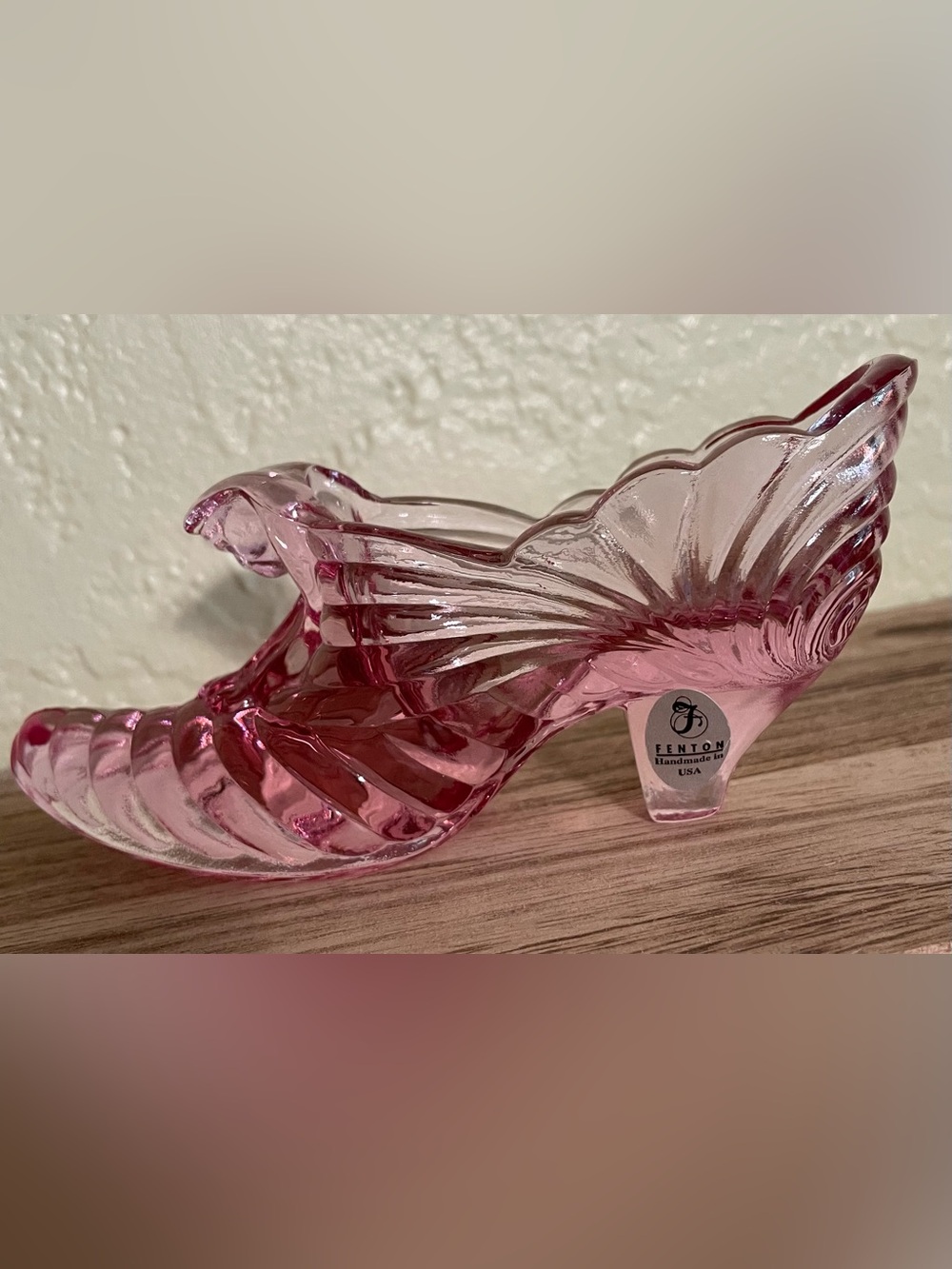 Fenton Pink Glass Decorative High-Heel Shoe